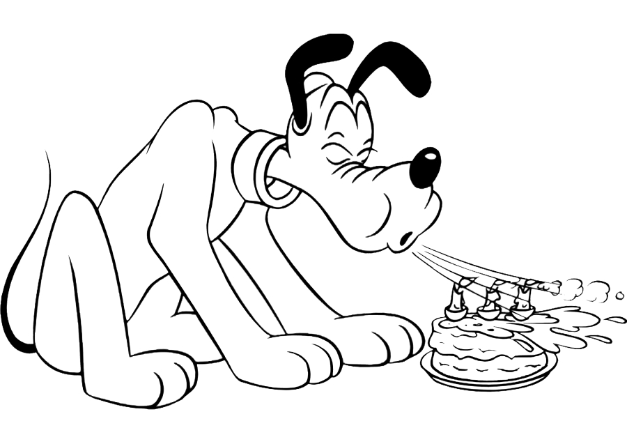 Doggy sopra um bolo para o seu aniversário